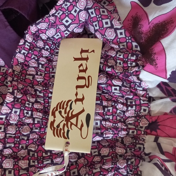 Aryeh Floral Dress Helter Mix Pattern Back Tie in Pink Boho Cotton Size L - Picture 15 of 16